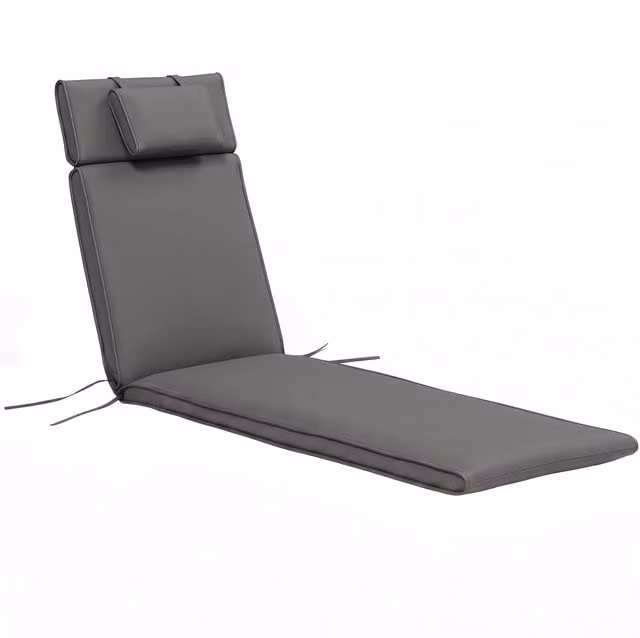Outsunny Grey Garden Sun Lounger Replacement Cushion with Pillow