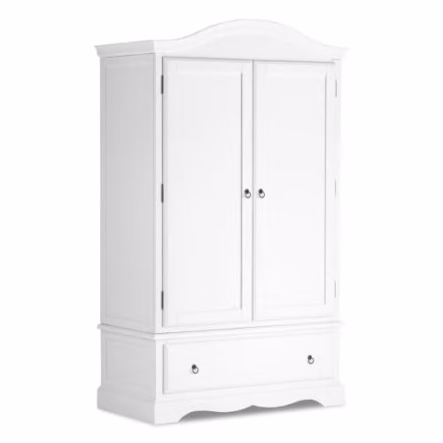Statement Furniture Romance Double Wardrobe with Drawer in White, H 193 x W 115 x D 59 cm