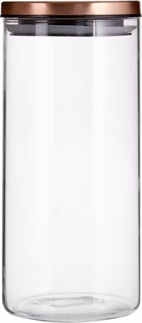 Freska Airtight Glass Storage Jar with Rose Gold Lid, 1.3 l, Clear and Gold