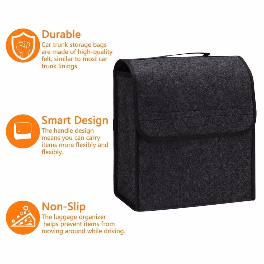 FLAVORA Large Anti-Slip Car Boot Organiser in Grey, W/D/H: 50 x 50 x 50 cm – 2