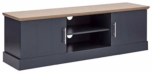 GFW Kendal Large TV Cabinet in Blue and Oak, W: 150.0 cm, H: 48.0 cm, D: 39.0 cm – 1