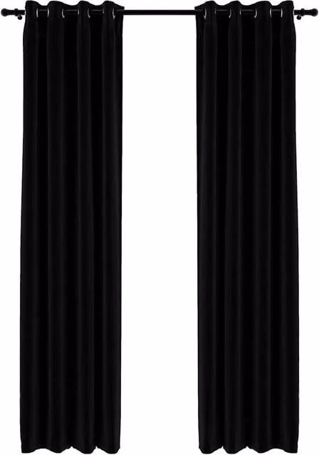 Berkfield Home Linen-Look Blackout Curtains with Eyelets, 2 Pack, Black, W: 140 cm, H: 225 cm