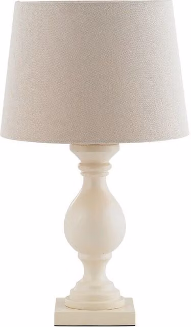 Loops Classic Wooden Table Lamp with White and Beige Linen Shade
