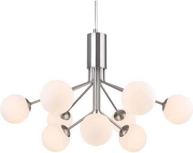Firstlight Montana 9 Light Globe Fitting in Brushed Steel with Opal White Glass