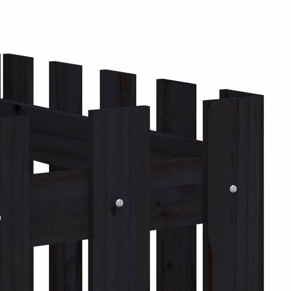 Berkfield Home Garden Raised Bed with Fence Design in Black Solid Wood Pine, W/D/H: 200 x 50 x 70 cm – 5