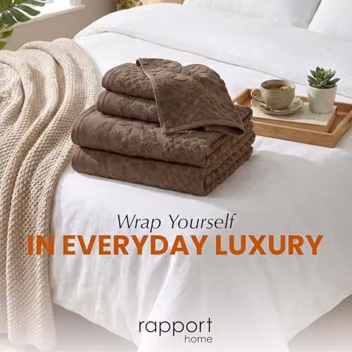 Rapport Home Versailles Jacquard 6-Piece Cotton Towel Bale Set in Brown – 7