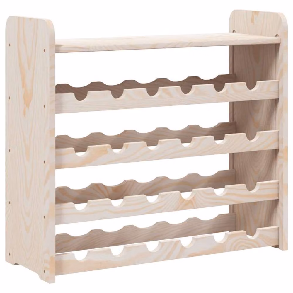 Berkfield Home Beautiful Solid Pine Wine Rack with Top Board in Natural, W/D/H: 67.5 x 25 x 60 cm – 3