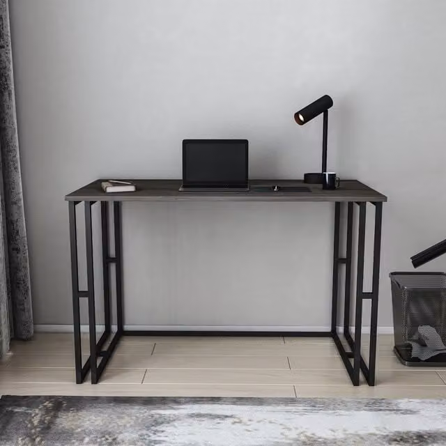 Decorotika Modern Computer Desk in Black and Brown, W: 120 cm, H: 75 cm, D: 60 cm