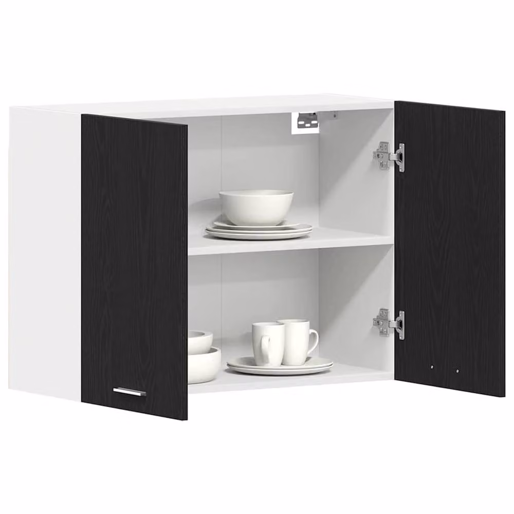 Berkfield Home Black Modern Wall Mounted Kitchen Cabinet with Hinged Doors, W/D/H: 80 x 31 x 60 cm – 2