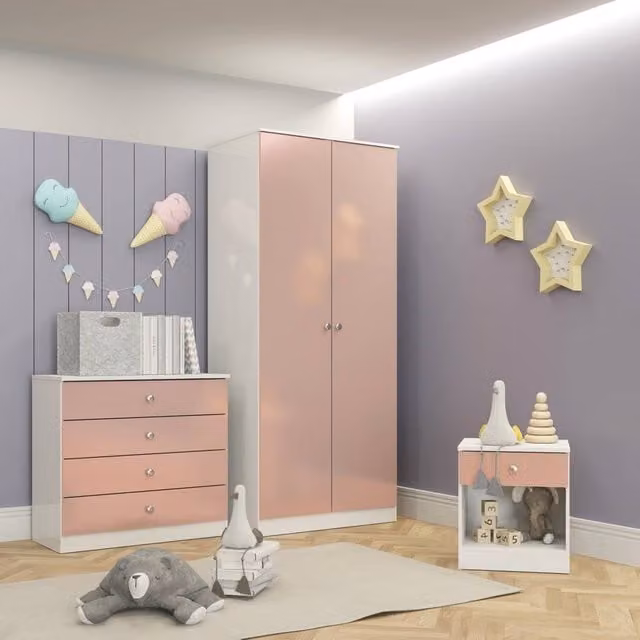 Seconique Denver Trio Set in White and Pink Gloss
