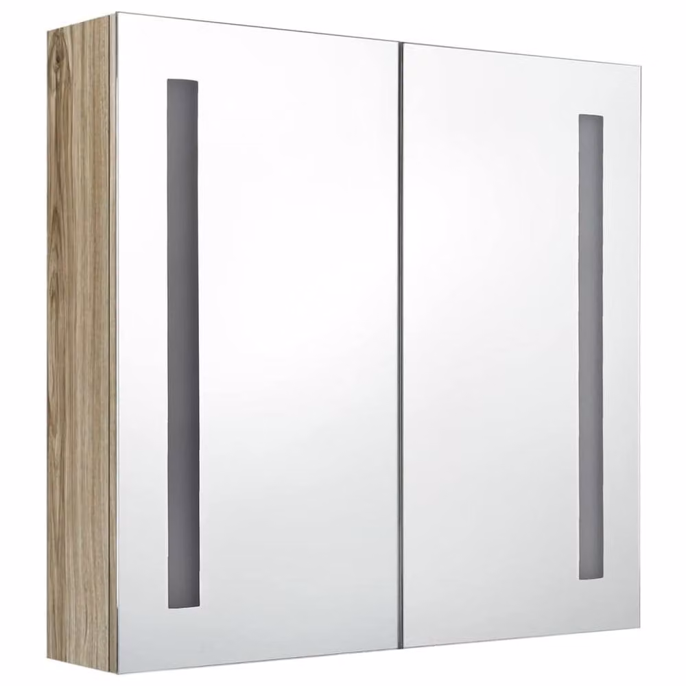 Berkfield Home LED Bathroom Mirror Cabinet in Brown Oak, W/D/H: 62 x 14 x 60 cm – 2