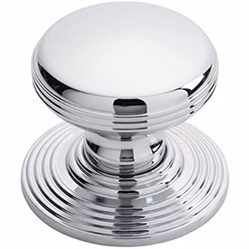 Loops Smooth Ringed Cupboard Door Knob in Polished Chrome, 3.5 cm Diameter