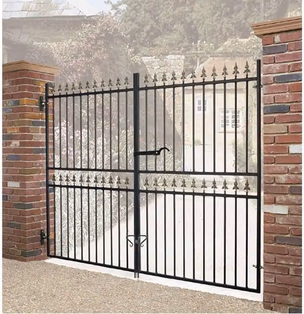 Burbage Iron Craft Corfe Spear Top Tall Flat Top Double Gate in Black, W: 274.3 cm, H: 177.8 cm