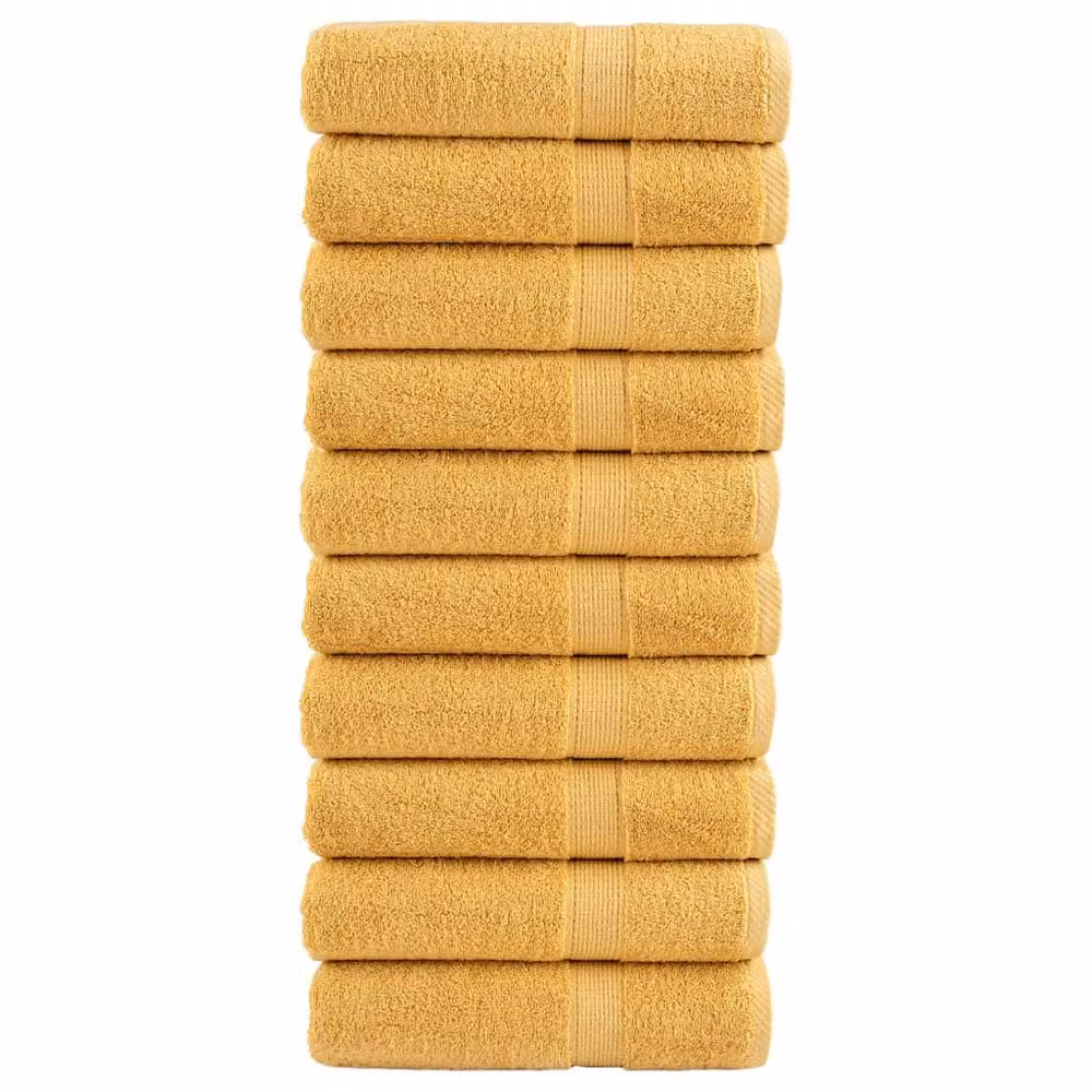 Berkfield Home SOLUND Premium Cotton Hand Towels, Gold, 10 Pack, W: 50 cm, L: 100 cm, 600gsm – 2