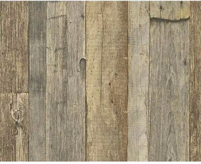 A.S. Création Yellow Wood Beam Pattern Faux Effect Textured Non Woven Mural Wallpaper