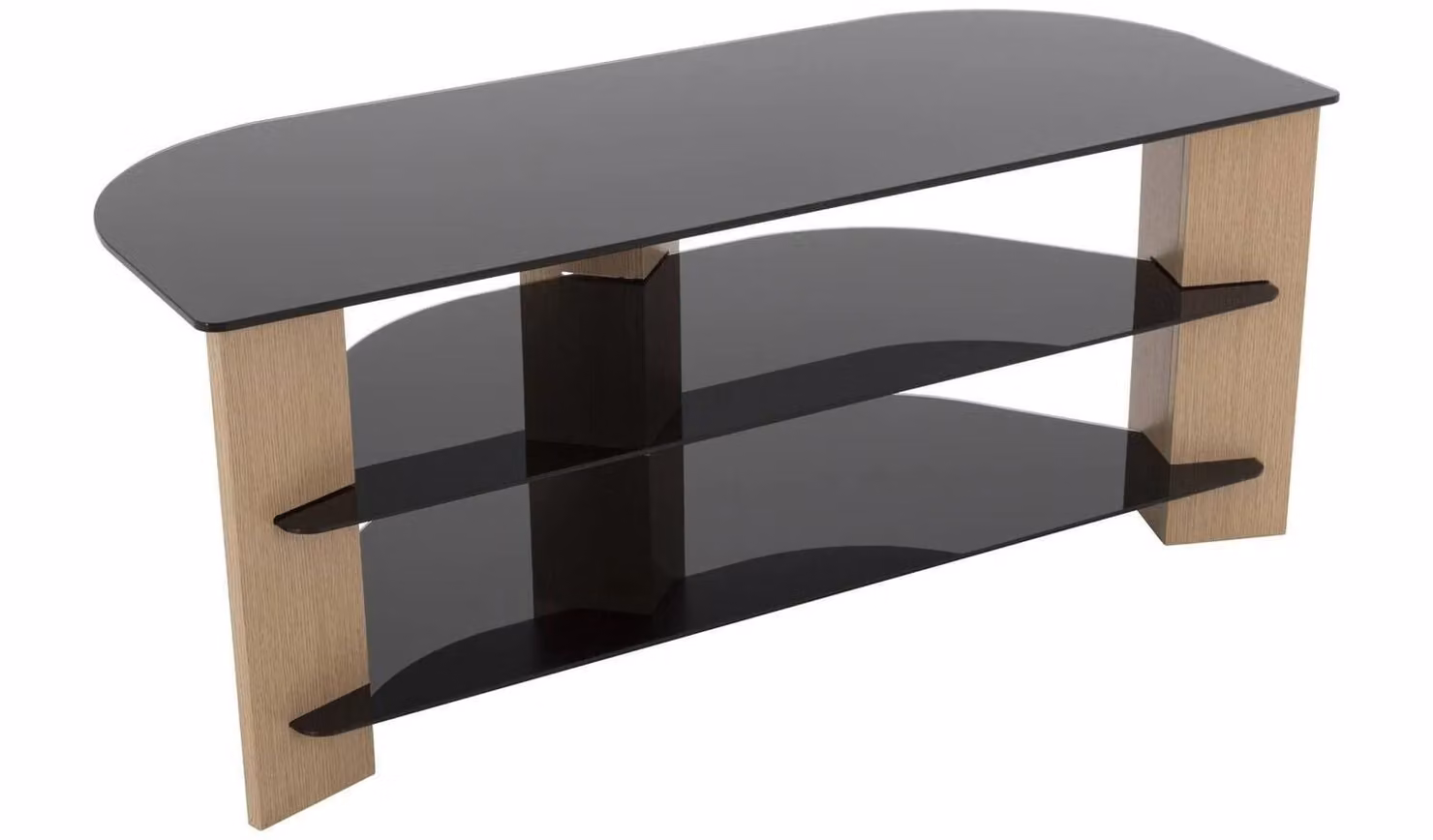 AVF Black Glass and Oak Effect Media Unit for TVs up to 55 Inch, W/D/H: 110 x 45 x 44.5 cm