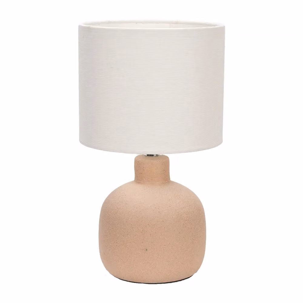 ValueLights Chelsea Sandblast Ceramic Table Lamp with Natural Linen Shade in Beige – 2