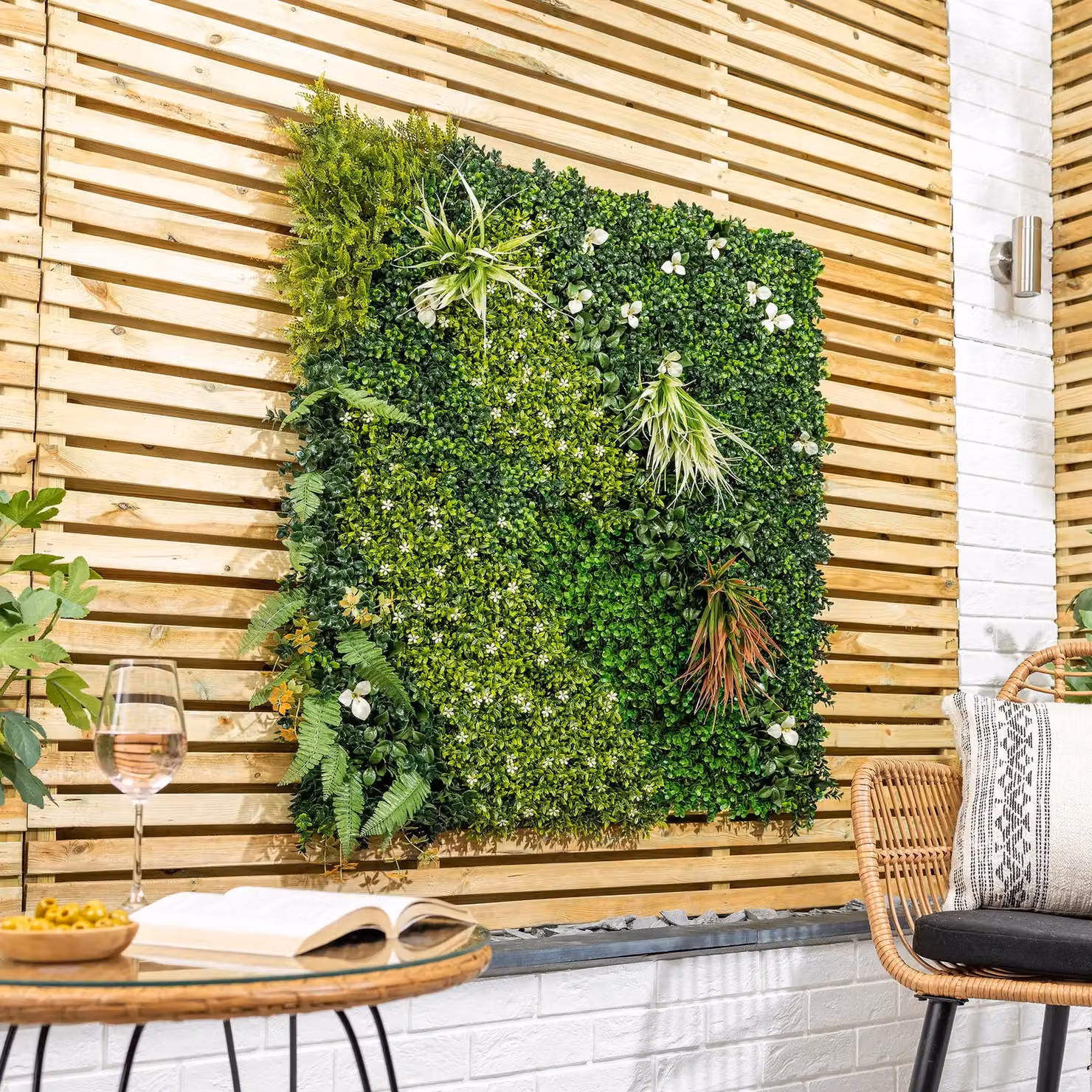 Christow Artificial Plant Living Wall Panels Green Set of 4, W/H: 50 x 50 cm – 2
