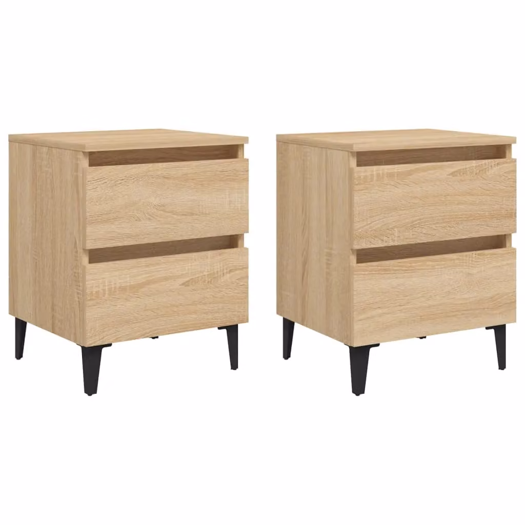 Berkfield Home Set of 2 Bedside Cabinets in Sonoma Oak and Brown, W/D/H: 40 x 35 x 50 cm – 2