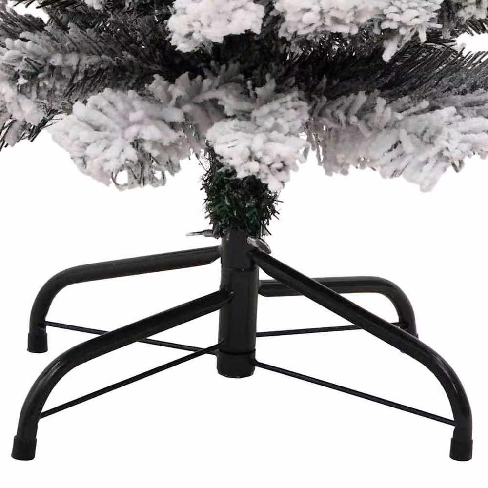 Berkfield Home Slim Artificial Flocked Snow Christmas Tree in Green and White, Height: 120 cm – 5