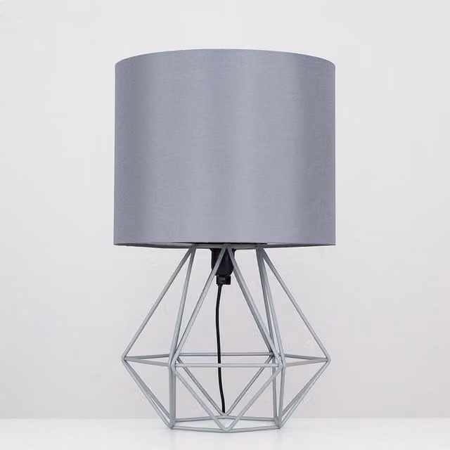 ValueLights Angus Geometric Pair of Grey Table Lamps – 1
