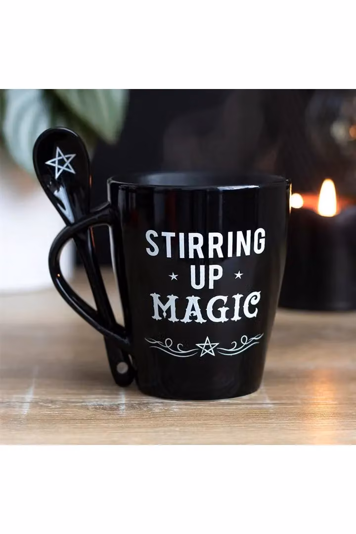 KDMD Ceramic Stirring Up Magic Mug and Spoon Set in Black – 3