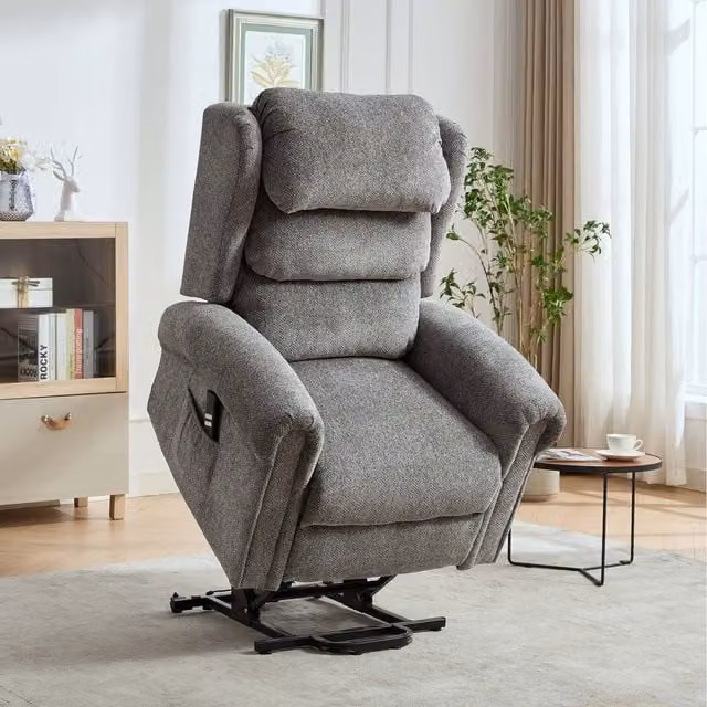 More4Homes Belvoir Dual Motor Fabric Mobility Tilt Rise Recliner Chair in Grey