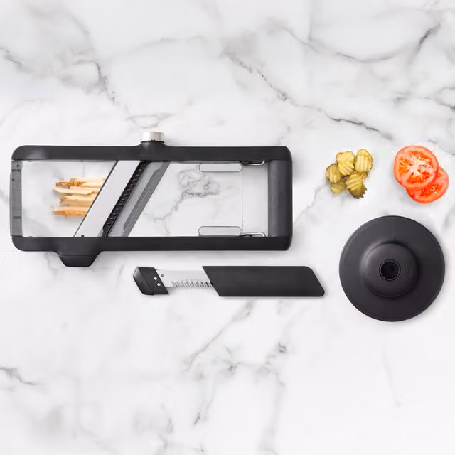 Chef'n Glass Mandoline with Multiple Blades and Finger Guard, Black