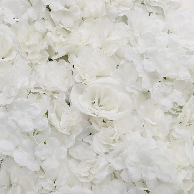 Livingandhome 2-Piece White Artificial Rose Flower Panel Backdrop