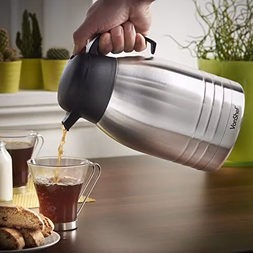 VonShef 2L Double Wall Insulated Stainless Steel Thermal Coffee and Tea Dispenser Jug in Silver – 5