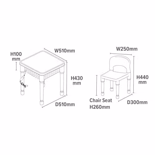 Liberty House Toys Kids LED Light Table and Two Chairs Set, White with Black Accents, H43 x W51 x D51 cm – 3