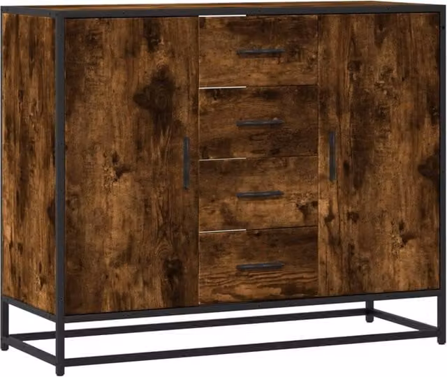 Berkfield Home Smoked Oak Sideboard in Brown, W/D/H: 92 x 35 x 76 cm – 1