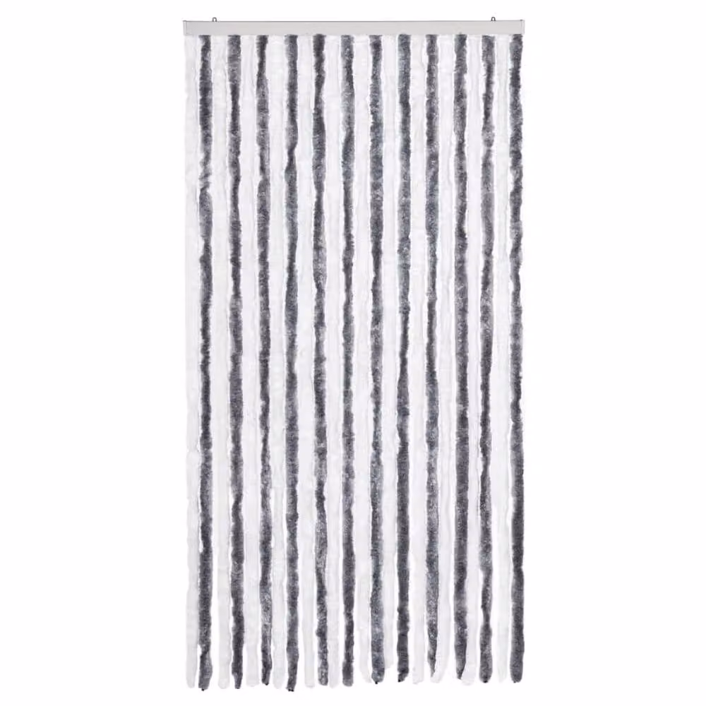 Berkfield Home Grey and White Striped Chenille Insect Curtain, W/H: 100 x 220 cm – 3