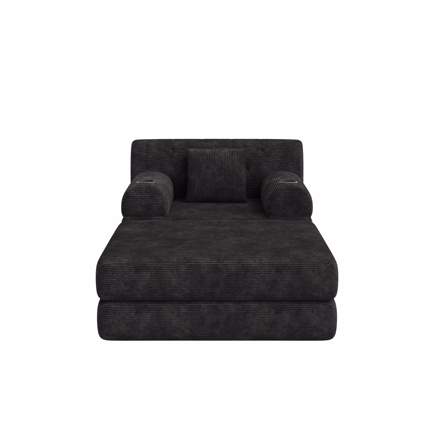 Aosom UK Black Corduroy Sleeper Chair with Ottoman and Metal Frame, Convertible 1-Seater Sofa Bed, W/D/H: 162 x 107 x 81 cm – 2