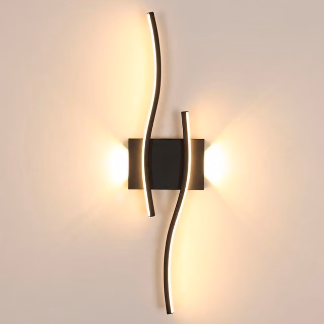 Pheashine Black Modern LED Wall Sconce with 20W Warm White Light, Height: 59 cm