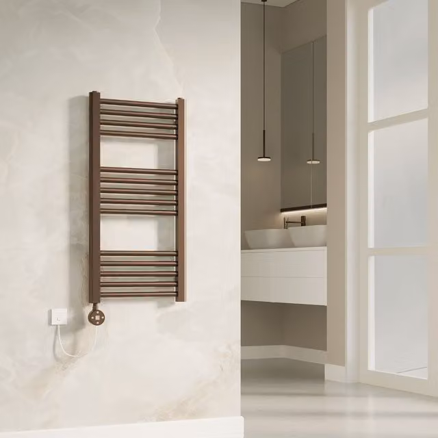 Banyetti Aureli Brushed Bronze Electric Ladder Towel Rail Radiator W/H: 800 x 400 mm