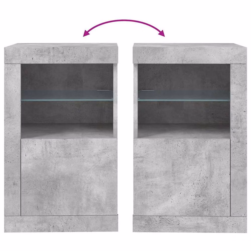 Berkfield Home Side Cabinet with Integrated LED Lights and Glass Doors in Grey – 4
