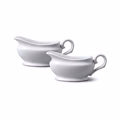 WM Bartleet & Sons 1750 Set of 2 White Porcelain Drip-Free Gravy and Sauce Boats, 90ml each