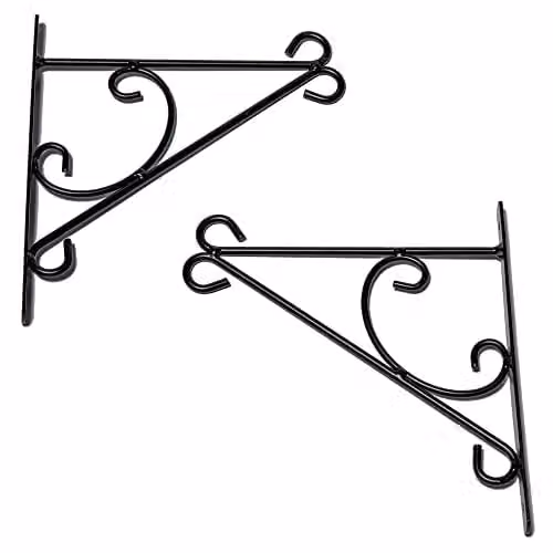 Primrose Black Curved Design Hanging Basket Bracket Hook for Outdoor Wall 28cm