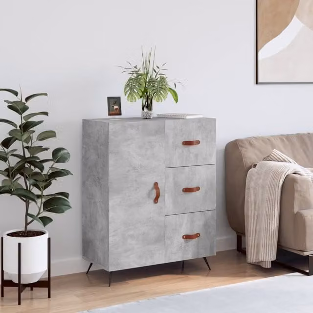 Berkfield Home Sideboard in Concrete Grey, W/D/H: 69.5 x 34 x 90 cm – 1