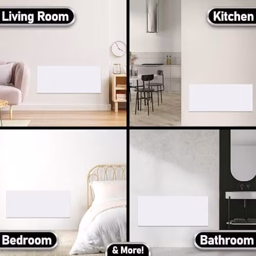 MYLEK 2kW White Slimline Wall Mounted Aluminium Convector Panel Heater, W: 100 cm, H: 42.5 cm – 4