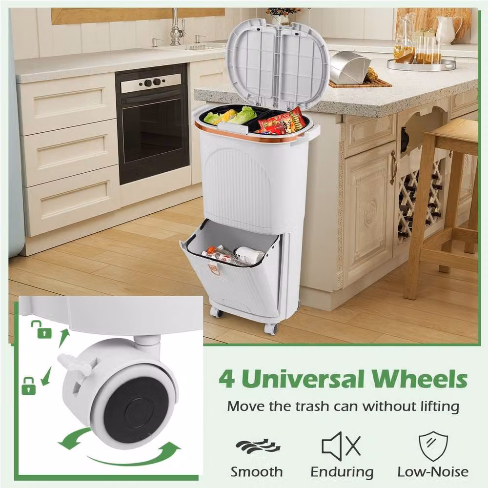 VOGREX 38L Kitchen Trash Can with Pedal and Lid, White – 2