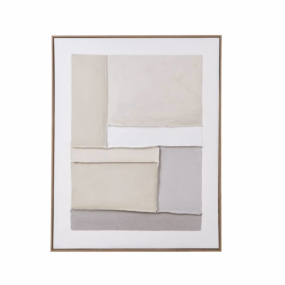 Wyld Haus Chalaronne Framed Geometric Abstract Canvas Wall Art in Brown, Sand, Grey, White and Beige – 2