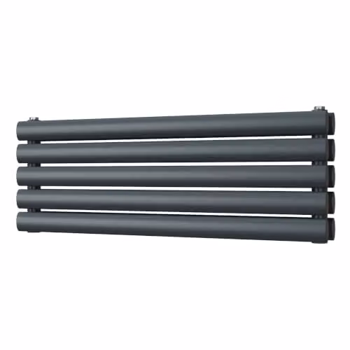UK Radiators Omeara Axis Anthracite Elliptical Tube Horizontal Designer Double Panel Radiator W: 80.0 cm, H: 29.0 cm – 2