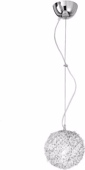 Netlighting ASTRA Pendant Ceiling Light in Chrome and Silver with Crystals, W/D/H: 20 x 20 x 22 cm