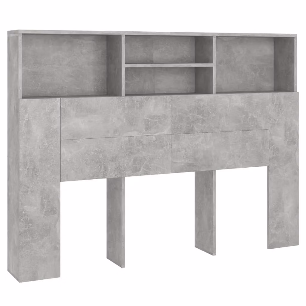 Berkfield Home Modern Headboard Cabinet in Concrete Grey, W: 140 cm, D: 19 cm, H: 103.5 cm – 2