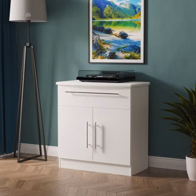 Sherwood Ready Assembled Modern Sideboard with 1 Drawer and 2 Doors in White Matt