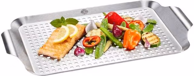 Gefu Large Stainless Steel BBQ Grill Pan in Silver