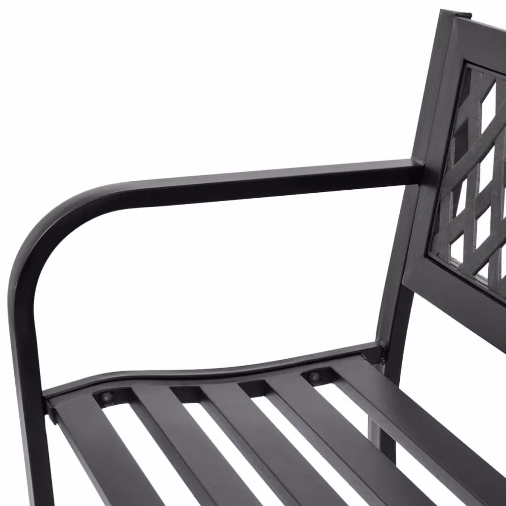Berkfield Home Modern Garden Bench in Matt Black Metal – 3