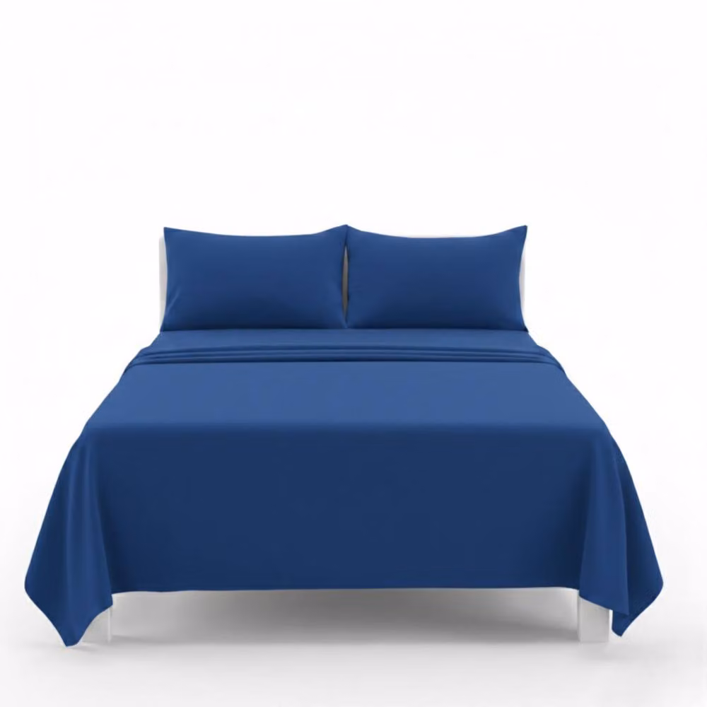 Snug City Easy Care Polycotton Flat Bed Sheet in Blue, W/D/H: 180 x 200 cm – 2
